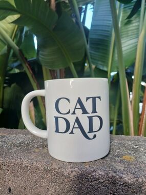 Parker Lane Cat Dad White Ceramic Mug with Navy Print